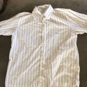 H&M white with light brown stripes button up shirt